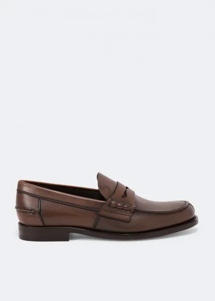 Лоферы TOD'S Leather loafers, коричневый