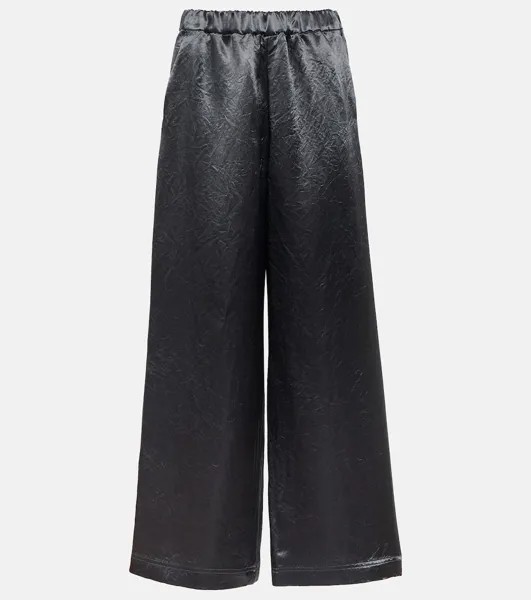 Широкие атласные брюки Acanto MAX MARA, серый