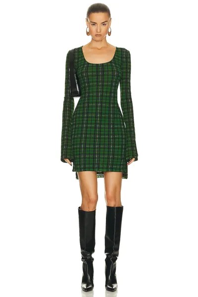 Платье мини Priscavera Long Sleeve, цвет Green Tartan