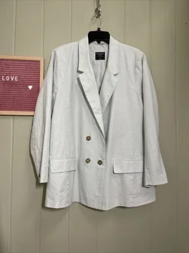Двубортный мятный льняной пиджак Abercrombie - Fitch Голубой XL 120 долларов США