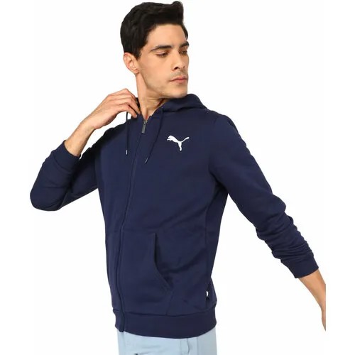 Толстовка PUMA ESSENTIALS SMALL LOGO FLEECE FULL-ZIP HOODIE, размер XS, синий