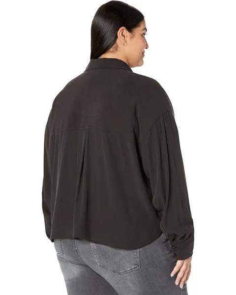 Рубашка Madewell Plus Lusterweave Hartfield Crop Shirt, реальный черный