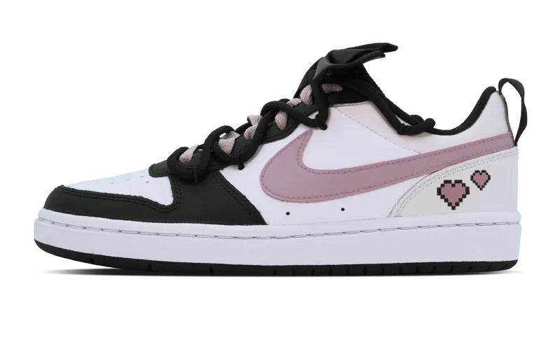 Кроссовки Nike Court Borough Skateboarding Shoes Women's Low-top Black/White/Pink, черный/розовый