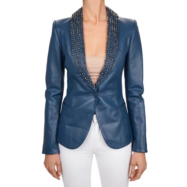 Philipp Plein Couture Кожаный пиджак с заклепками СИНИЙ S 34 07953