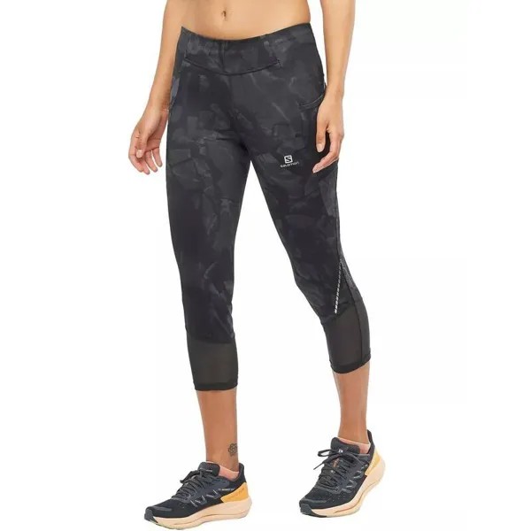 Спортивные брюки Cross Run 21'' Tight W женские - черные SALOMON, цвет grau