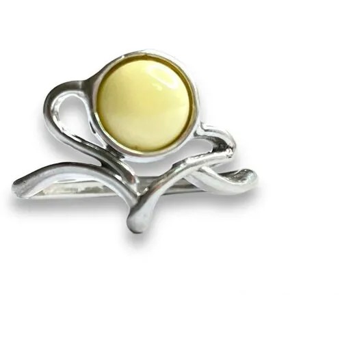 Кольцо, серебро, 925 проба, янтарь, размер 18.5