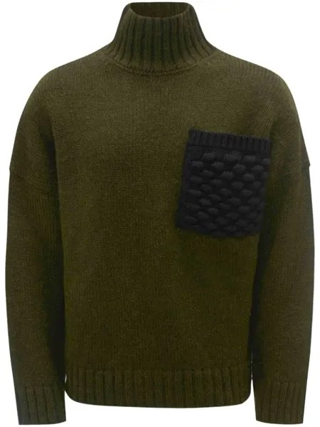 JW Anderson джемпер Popcorn с накладным карманом, зеленый