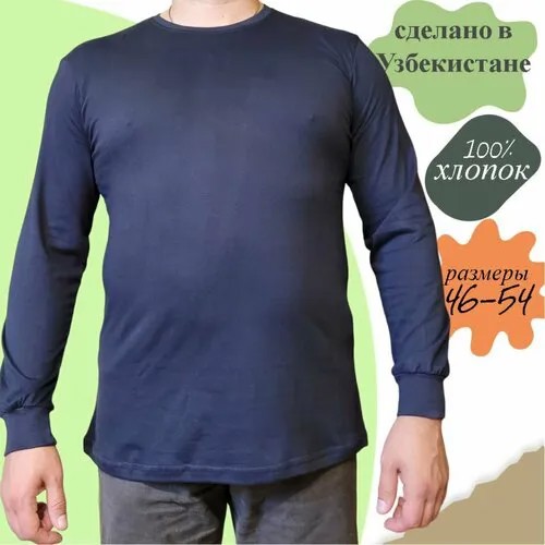 Лонгслив , хлопок, размер 52, синий