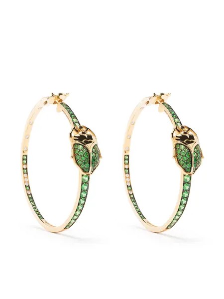 Aurelie Bidermann серьги-кольца Scarab из желтого золота с бриллиантами