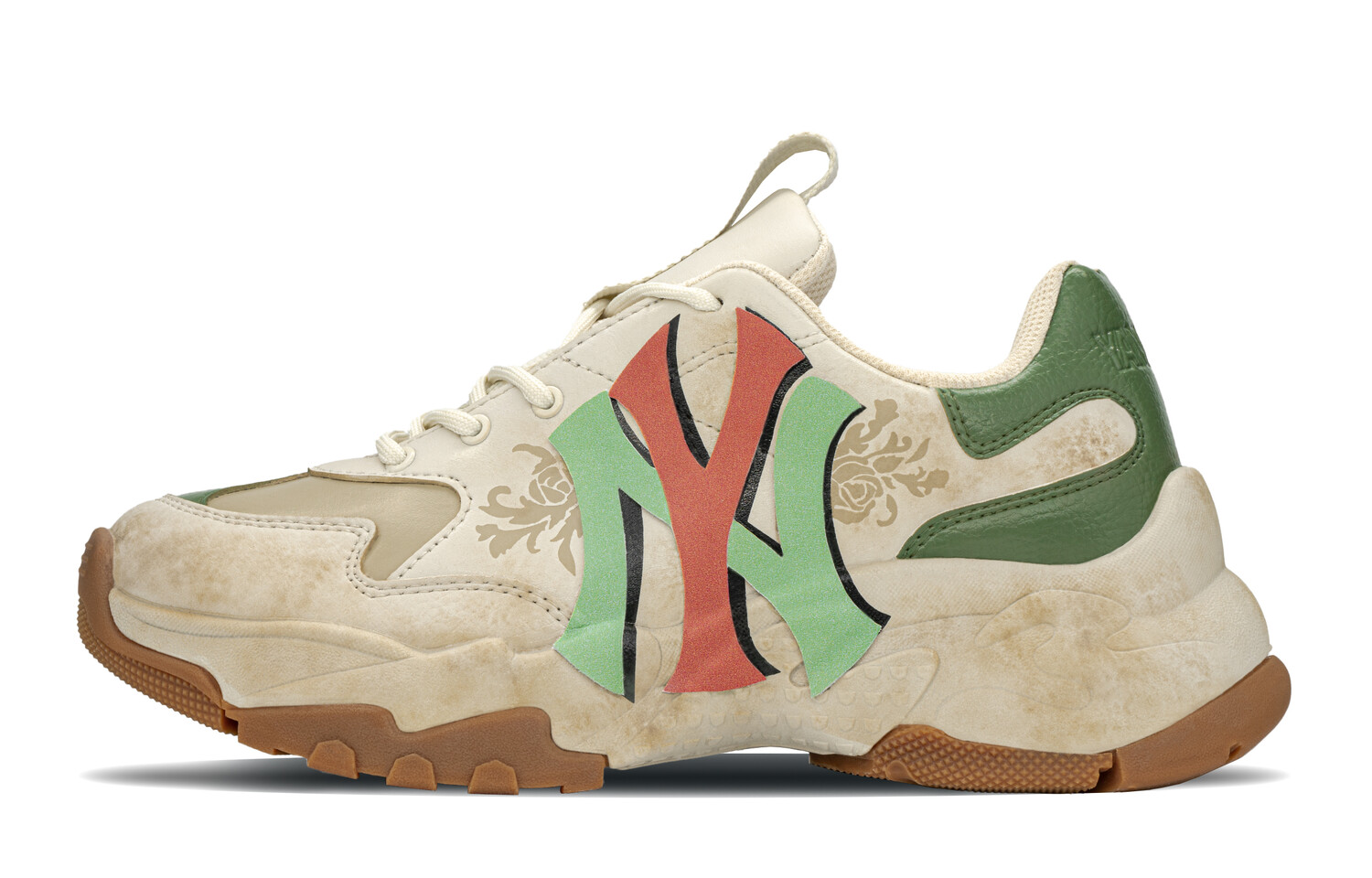 Кроссовки MLB Big Ball Chunky Chunky Sneakers Unisex Low-top Beige/red/green, красный