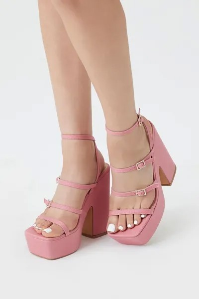 Джинсовые туфли на платформе со стразами на блочном каблуке Forever 21, розовый