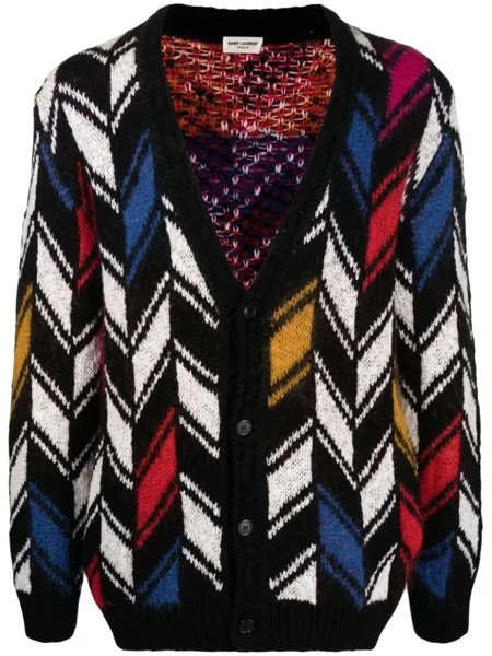 Saint Laurent кардиган с узором, черный