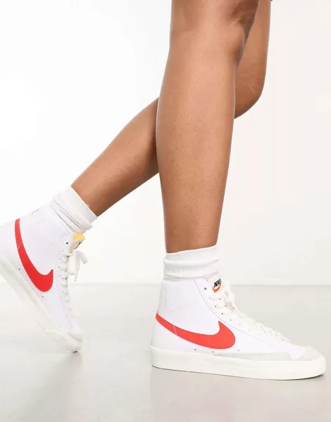 Кроссовки средней длины Nike Blazer '77 белого и красного цвета хабанеро