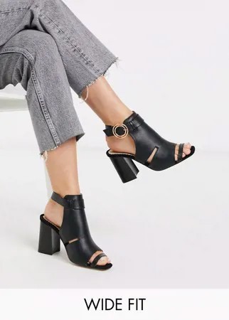 Черные ботинки для широкой стопы с вырезами и пряжками River Island-Черный