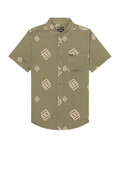 Рубашка Brixton Charter Slub Short Sleeve, цвет Olive Surplus & Coral Pink