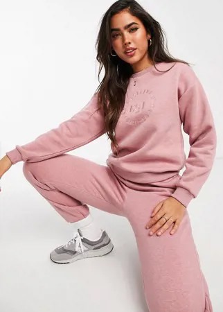 Розовый меланжевый спортивный костюм в стиле oversized из свитшота с вышивкой и джоггеров ASOS DESIGN Hourglass-Розовый цвет