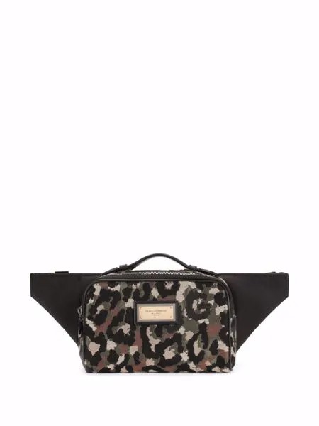 Dolce & Gabbana поясная сумка с леопардовым принтом