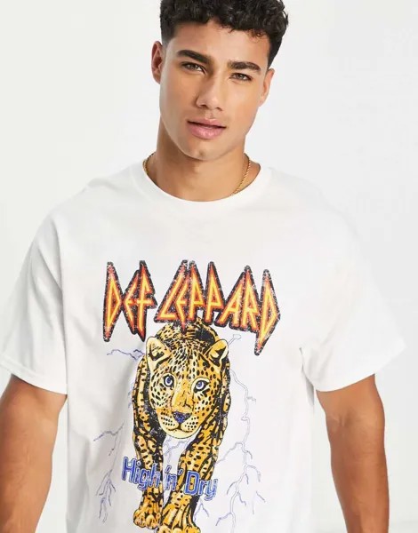 Белая футболка с леопардовым принтом New Look