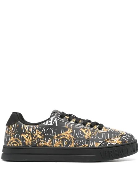 Versace Jeans Couture кеды с принтом Barocco, черный