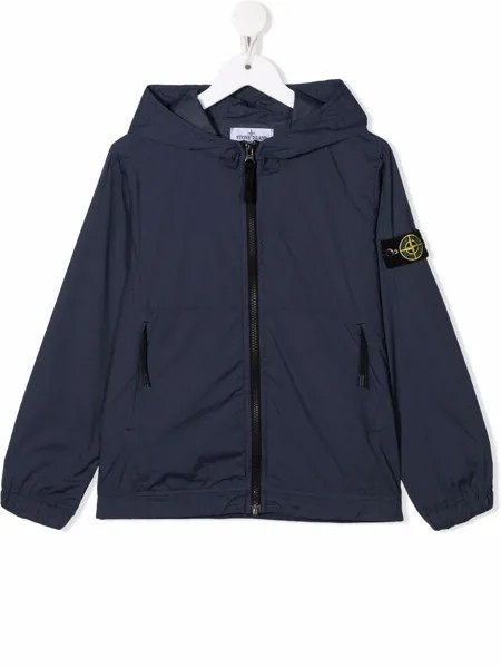 Stone Island Junior zip-front hooded rain jacket