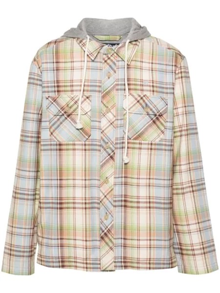 Acne Studios клетчатое худи на пуговицах, коричневый