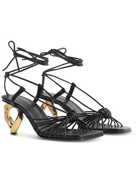 Женские кожаные босоножки на каблуке с ремешками JW Anderson, черный