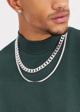 Ярусное серебристое ожерелье ASOS DESIGN-Серебряный