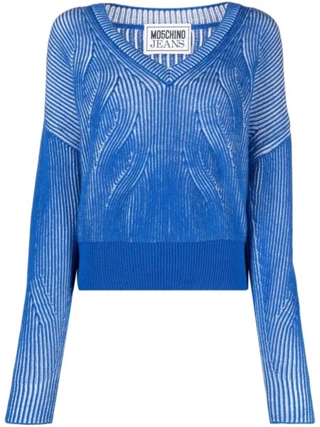 MOSCHINO JEANS джемпер с V-образным вырезом, синий