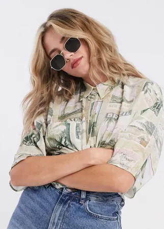 Рубашка с короткими рукавами и принтом ASOS DESIGN-Многоцветный