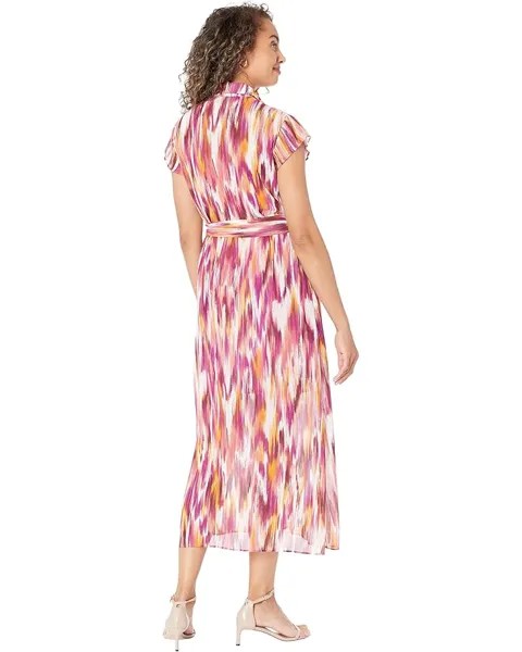 Платье Donna Morgan Short Sleeve Shirtdress, цвет Soft White/Raspberry
