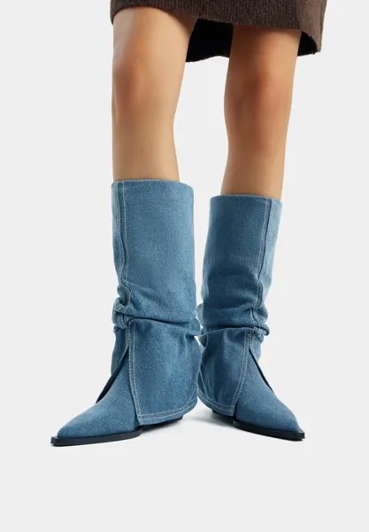 Высокие сапоги Gaiter PULL&BEAR, цвет blue denim