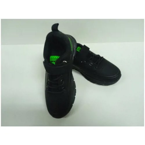 Кроссовки детские на липучке Fashion K002, размер - 34, цвет - черный с зеленым