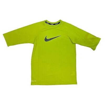 Рубашка с короткими рукавами Nike Boys Swoosh It Dri Fit UPF 40+ (зеленая)