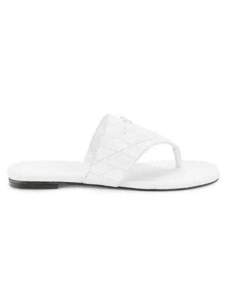 Кожаные сандалии на плоской подошве с логотипом Mileena Karl Lagerfeld Paris, цвет Bright White