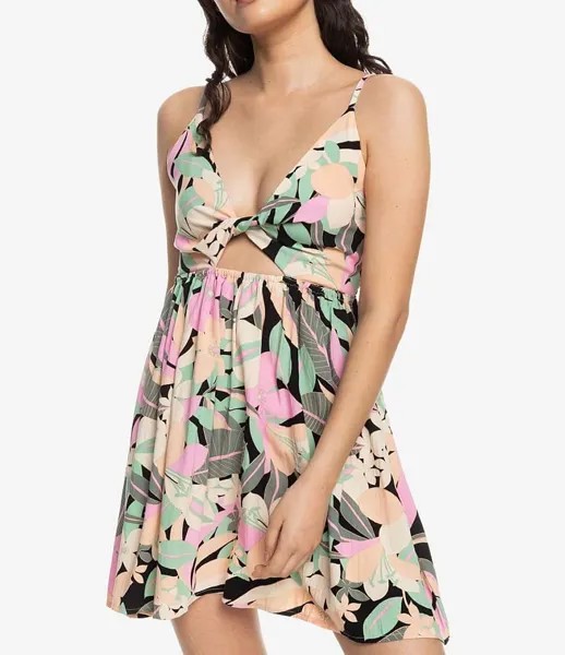 Мини-платье Roxy Evening Glow Again с принтом и вырезом спереди, мультиколор