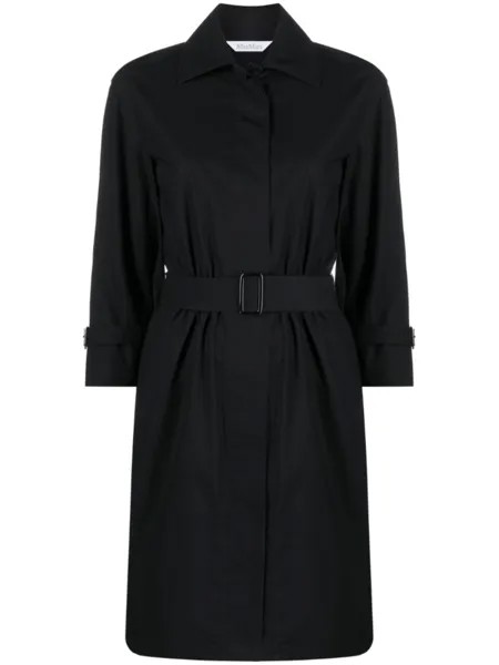 Max Mara поплиновое платье-рубашка с поясом, черный