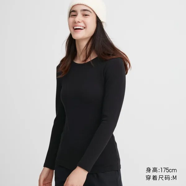 Женская футболка Uniqlo HEATTECH утепленная, черный