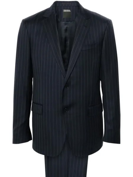 Zegna полосатый костюм, синий