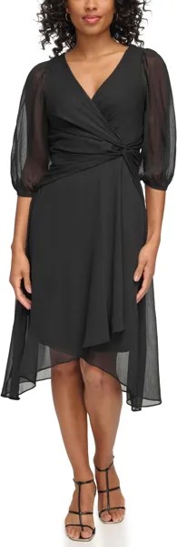 Платье Balloon Sleeve with Side Knot DKNY, черный