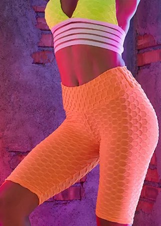 Женское Спортивные шорты из однотонного жаккарда на резинке, бесшовные Yoga