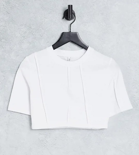 Укороченная белая футболка с акцентными швами ASYOU-Белый