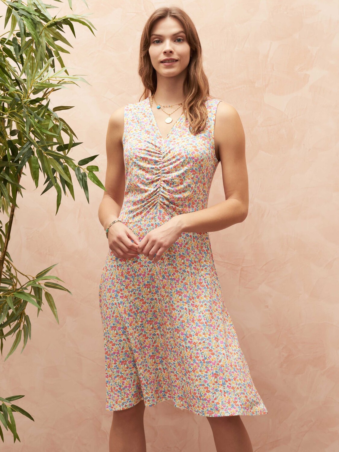 Платье из джерси со сборками Brora Liberty, цвет Rainbow Posy