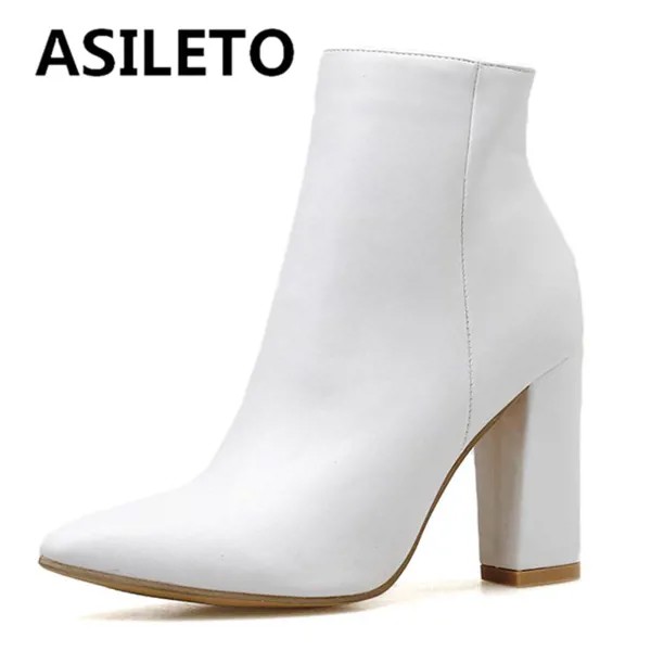 Модные женские сапоги ASILETO до середины икры с острым носком на блочном каблуке в полоску большого размера 35-42 смешанные весенние сексуальны...