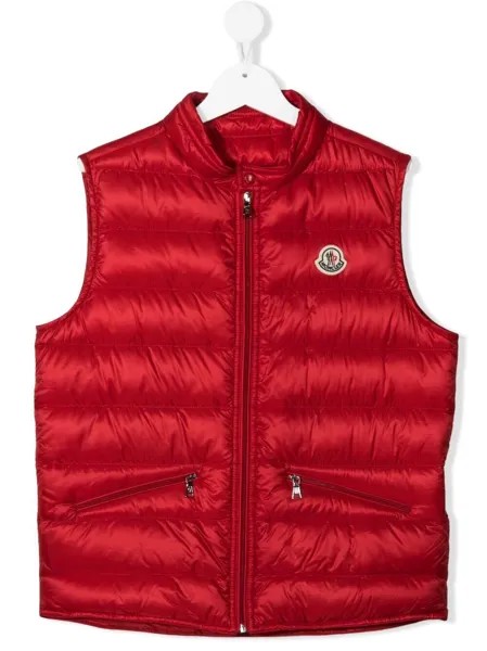 Moncler Enfant дутый жилет с нашивкой-логотипом