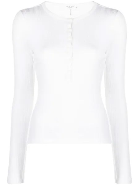 Rag & bone топ Henley в рубчик, белый