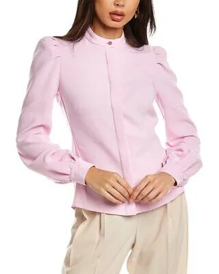 Oscar De La Renta Женская блузка с пышными рукавами на шелковой подкладке, розовая 8