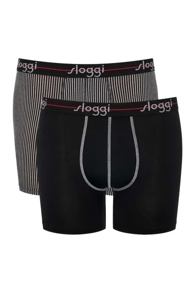 Боксеры с контрастами, 2 пары Sloggi, черный