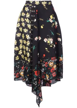 Derek Lam Asymmetrical Mixed Print Skirt
