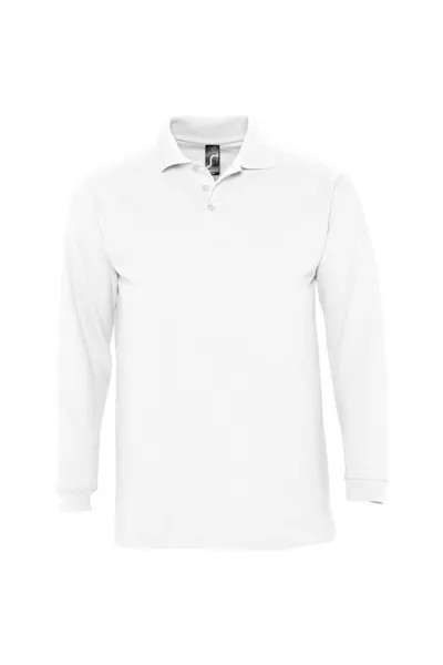 Рубашка поло из хлопка пике с длинными рукавами Winter II SOL'S, белый
