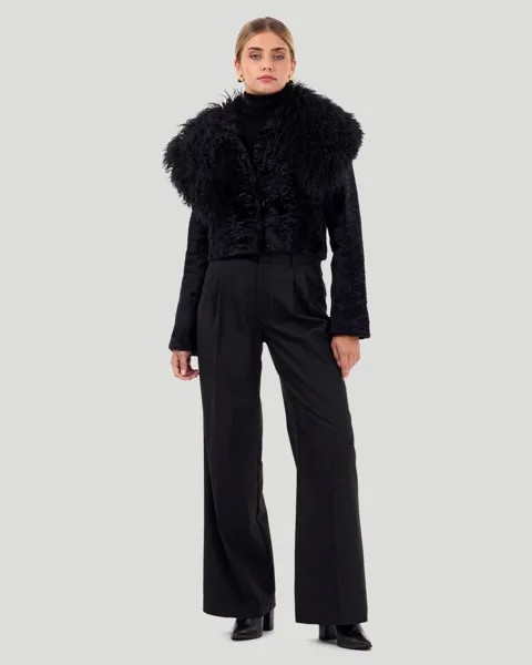 Болеро из баранины с цветочной вышивкой GORSKI, цвет Black/Black